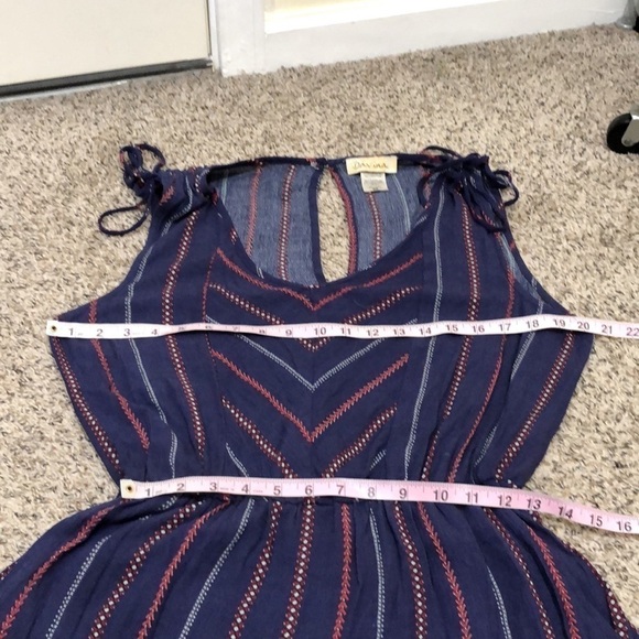 Francesca’s Collection Davina Wide Leg Jumpsuit Size Medium Navy Blue Striped - Picture 7 of 10